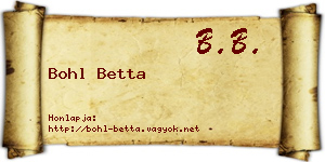 Bohl Betta névjegykártya